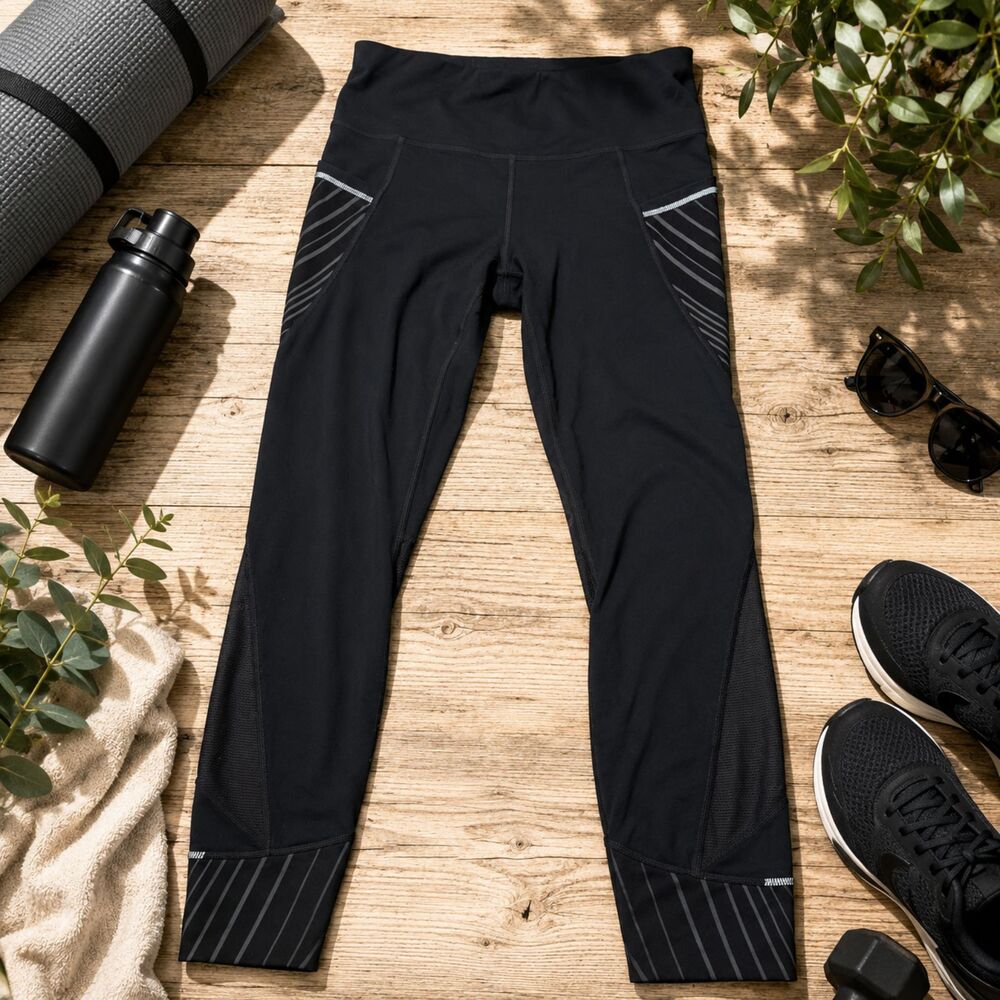 Athleta Womens Large Capri Yoga Cropped Legging Size 26x26 Black Athletic (478)